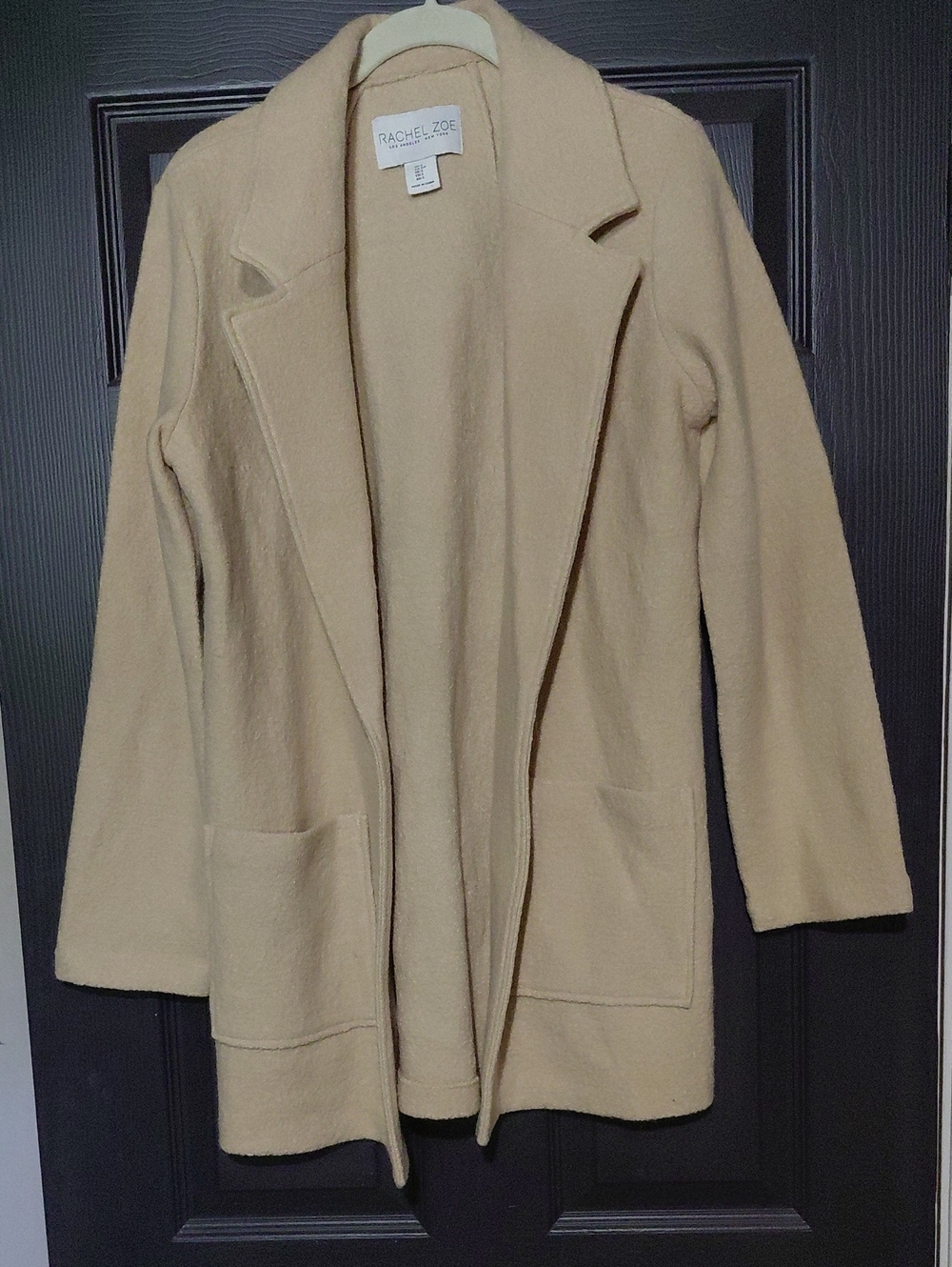 Rachel Zoe Tan Open-Front Long Cardigan Coat